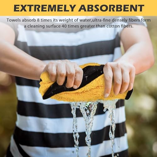 DETACHI Dual Sided Microfiber Cloth for Car/Bike (1pc - 40x40 cm, 1000 GSM),Thick Lint & Streak-Free Multipurpose Cloths | Absorbent Extra Thick Plush Towel for Cleaning, Washing & Drying-Dual Colour - Image 5