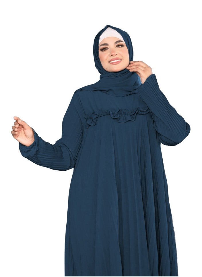 Isdal made of royal crepe material with scarf, one size, can be worn up to 110 kilos for women GAMAL SONS FOR ABAYA 9099