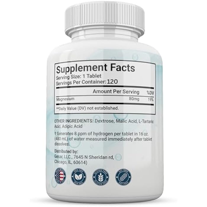 Gi.Da.Culture Molecular Hydrogen Water Tablets (8 ppm) | Magnesium, Malic & L-Tartaric Acid | Hydration & Antioxidant Supplement | Energy Support (120 Count (Pack of 1)) - Image 2
