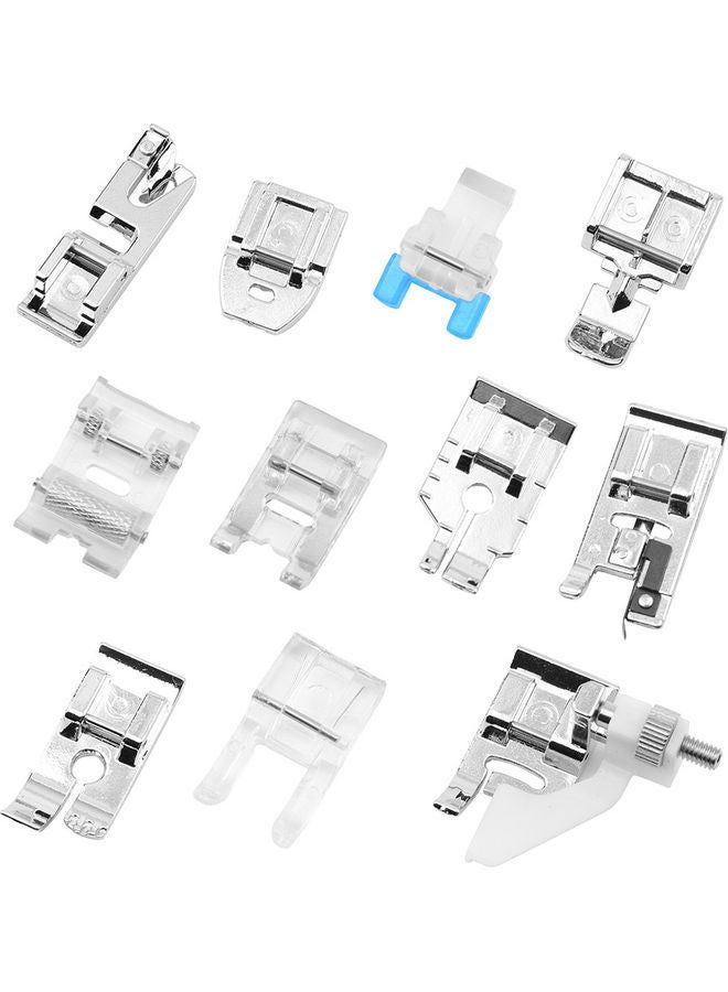 NIBEMINENT 11-Piece Professional Sewing Machine Presser Feet Set Silver/Clear - Image 1