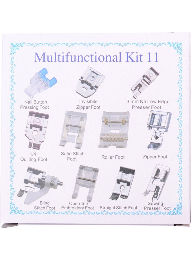 NIBEMINENT 11-Piece Professional Sewing Machine Presser Feet Set Silver/Clear - Image 2