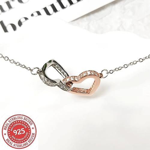 LOTUS-A Silver Necklace Daughter Gifts from Dad - S925 Interlock Heart Necklace with a Message Card Present to My Grown Teen Girls from Father on Daughter's Mother's Day Christmas Birthday Graduation - Image 2