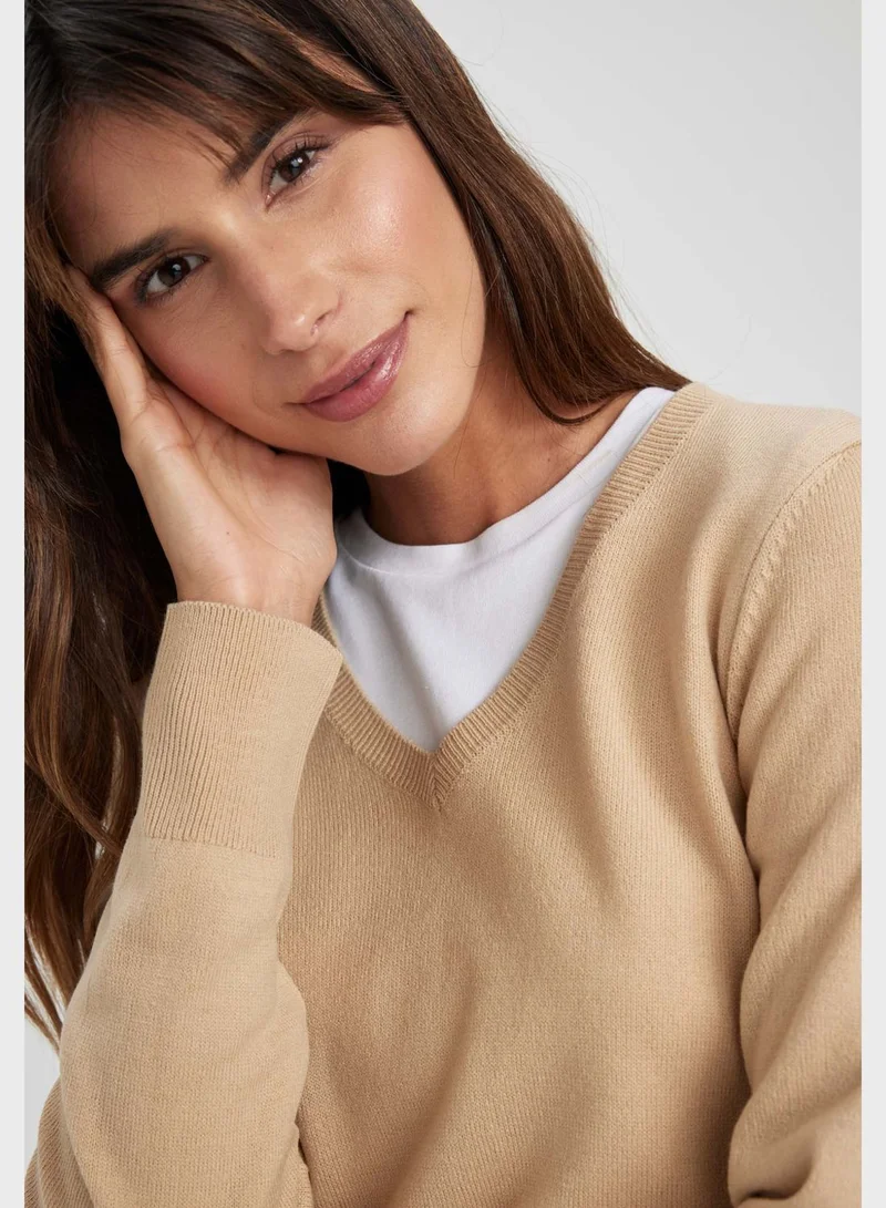 DeFacto Regular Fit V-Neck Sweater