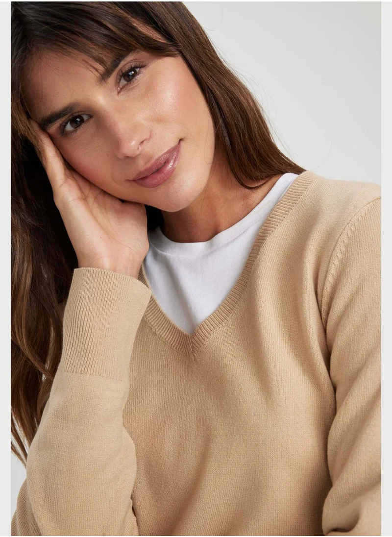 DeFacto Regular Fit V-Neck Sweater
