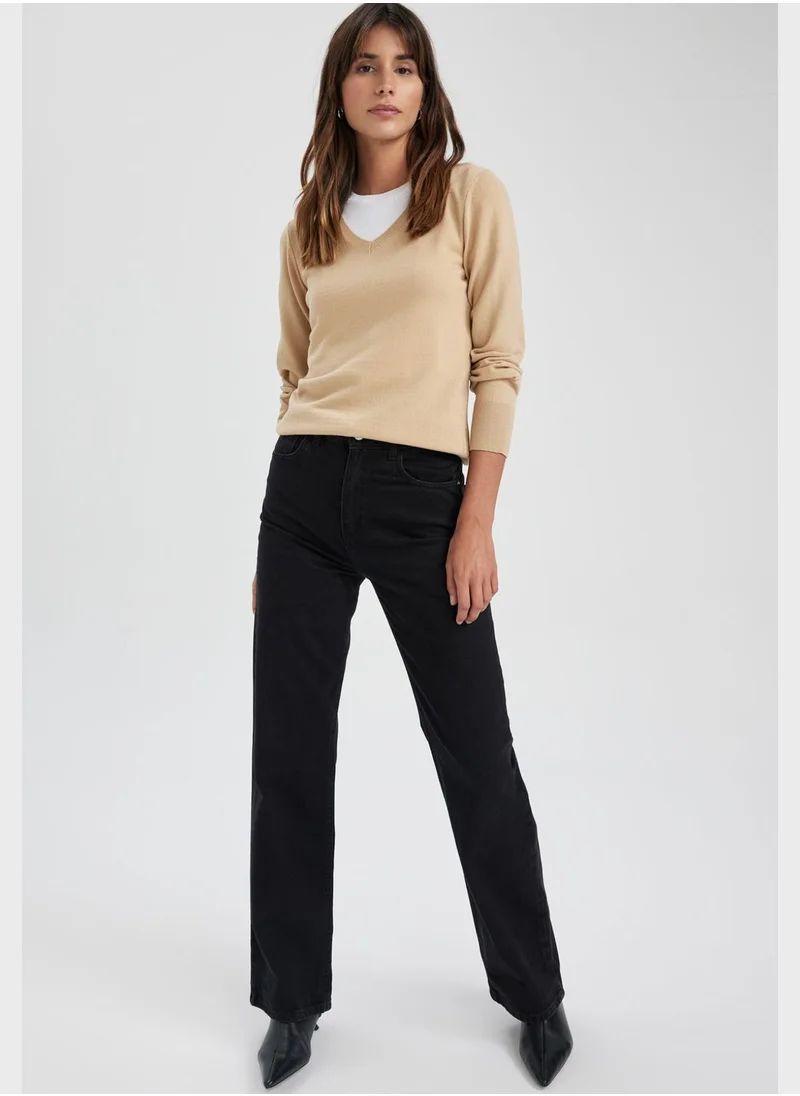 DeFacto Regular Fit V-Neck Sweater