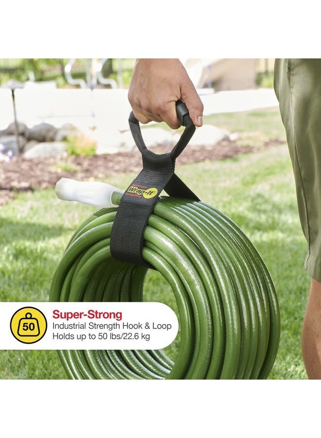Wrap-It Storage Easy-Carry Straps - Assorted 3-Pack Black – Hook and Loop Straps with a Carrying Handle for Garden Hose, Extension Cord, Cable, Garage, Boat, RV Accessories Organization - Image 2
