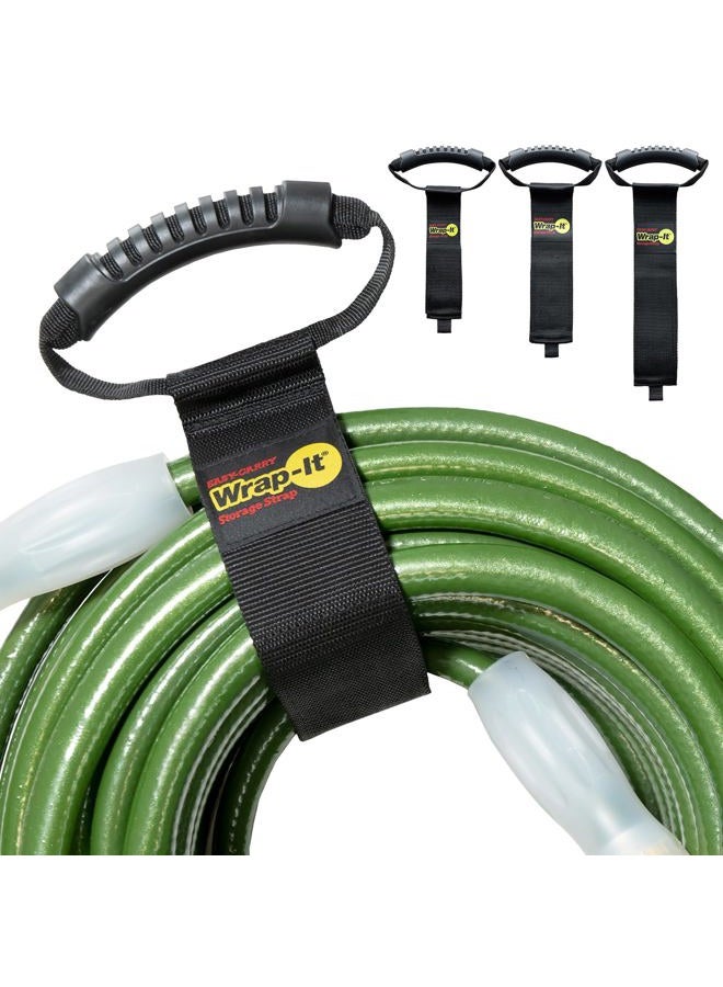Wrap-It Storage Easy-Carry Straps - Assorted 3-Pack Black – Hook and Loop Straps with a Carrying Handle for Garden Hose, Extension Cord, Cable, Garage, Boat, RV Accessories Organization - Image 1