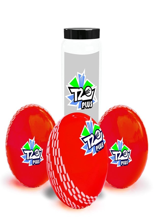 jaspo T20 Plus Practice Cricket Balls (Pack of 3) for Indoor & Outdoor Play,Weight 120-125 GM (Approx), Colour Red, Synthetic Rubber Material - Image 1