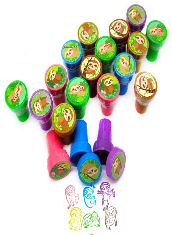 TINYMILLS 24 Pcs Sloths Stampers for Kids Sloth Birthday Party, Sloth Party Favors, Goody Bag Filler Treats, Classroom Rewards, Carnival Prizes Teacher Stamps - Image 2