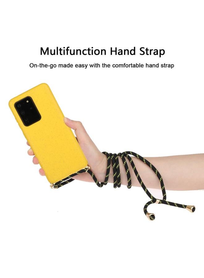 زبون جراب لهاتف Galaxy S20 Ultra مصنوع من مادة قش القمح + جراب واقٍ من مادة TPU مع حبل - Image 3