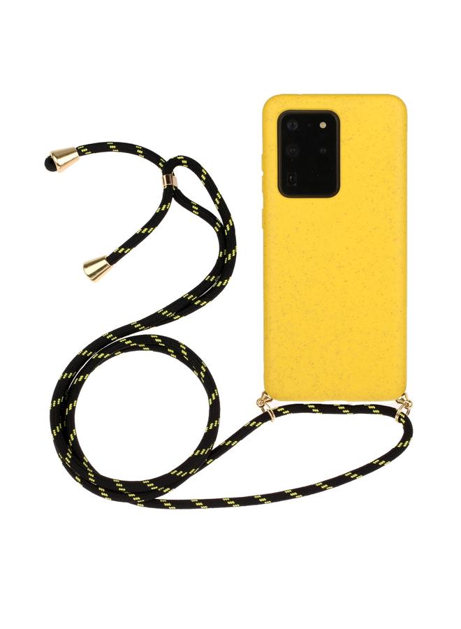 زبون جراب لهاتف Galaxy S20 Ultra مصنوع من مادة قش القمح + جراب واقٍ من مادة TPU مع حبل - Image 1