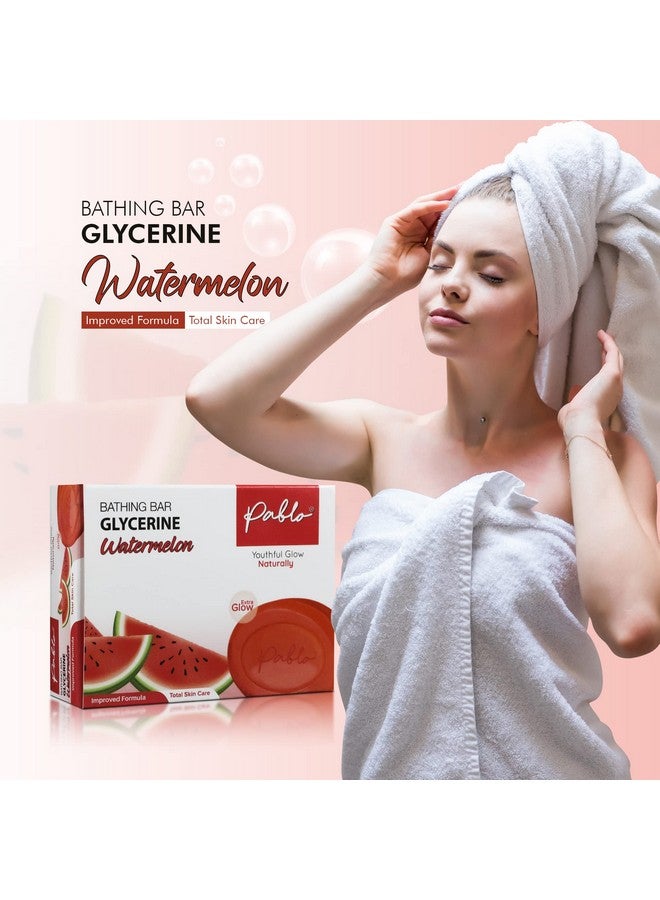 PABLO Natural Skincare Bathing Bar Glycerine Soap | Watermelon Bath Soaps For Men, Women & Kids | For Glowing & Smooth Skin 75 g Each Value (Pack of 6) - Image 3