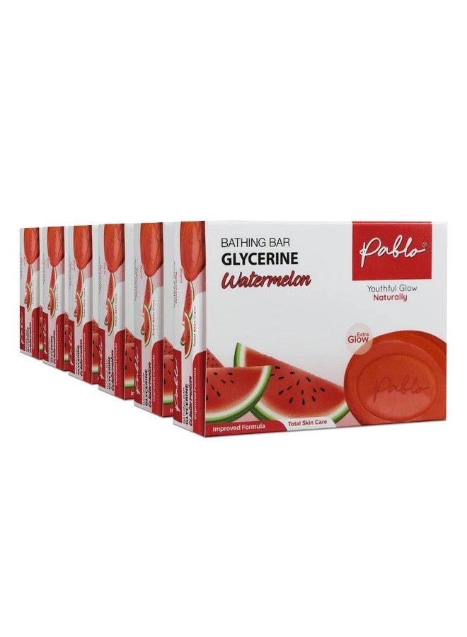 PABLO Natural Skincare Bathing Bar Glycerine Soap | Watermelon Bath Soaps For Men, Women & Kids | For Glowing & Smooth Skin 75 g Each Value (Pack of 6) - Image 1