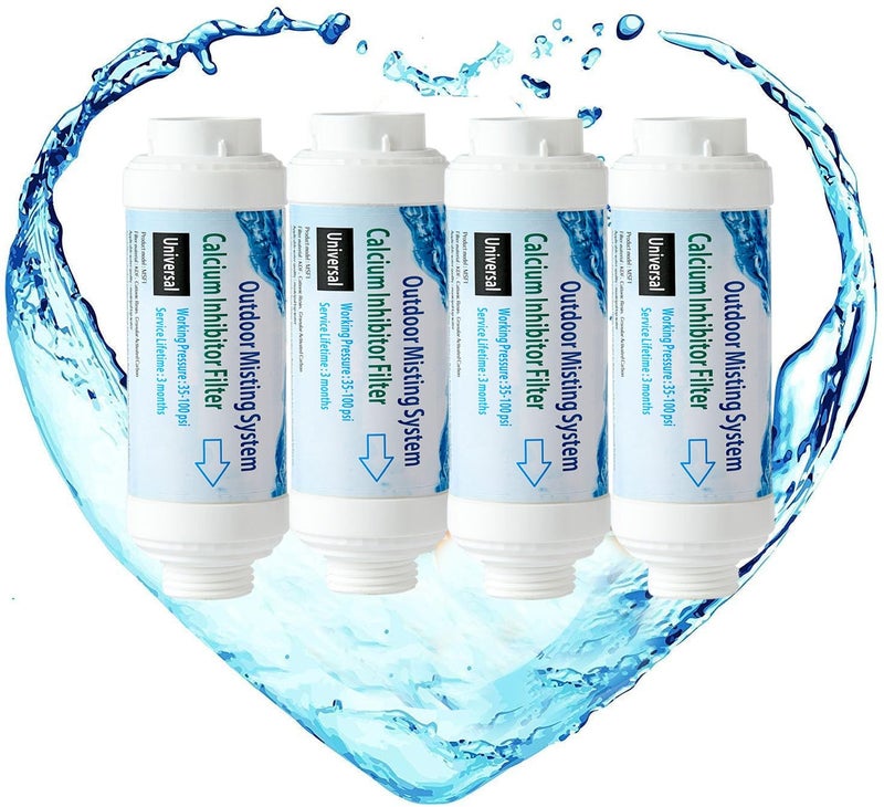 H&G lifestyles HG lifestyles Misting System Calcium Inhibitor Filter for Patio Misters Inline Water Filter Effectively Reduce Hard Water Spots Soften Water Pack of 4 