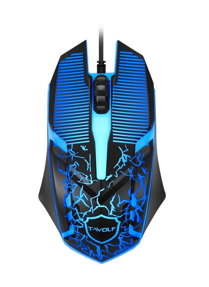 Keyboard Mouse Combo 87-Key Suspended Keycaps USB Wired Gaming Keyboard 3-Button Colorful Breathing Light Mouse with Mouse Pad for PC Computer Gamer