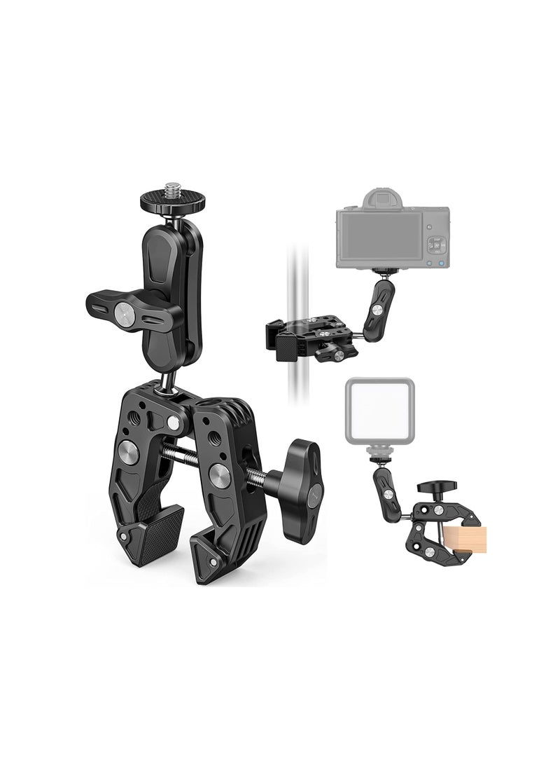 SYOSI - Super Camera Clamp Mount Monitor, with 1/4''-20 and 3/8''-16 Thread, 360° Double Ball Head Camera Mount Adapter DSLR Cameras, Lights, Hooks, Shelves, Rods, Cross Bars, Fit for Most Camera - Image 1