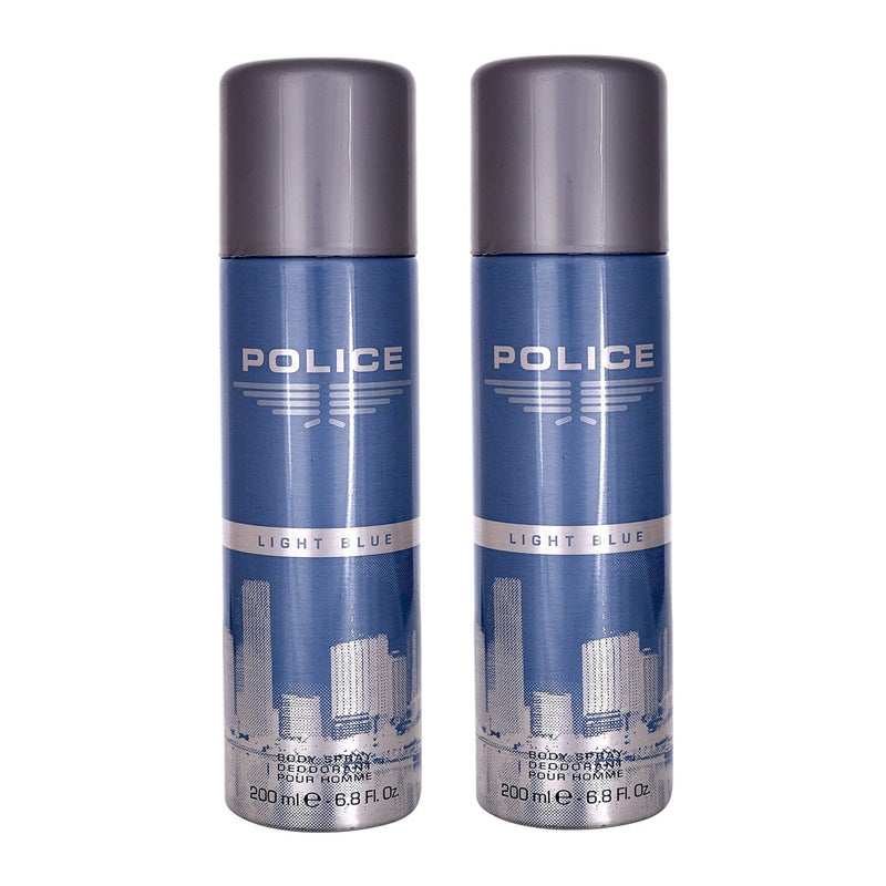 Police Light Blue Deodorant Spray 200ml (Pack of 2) - Image 1