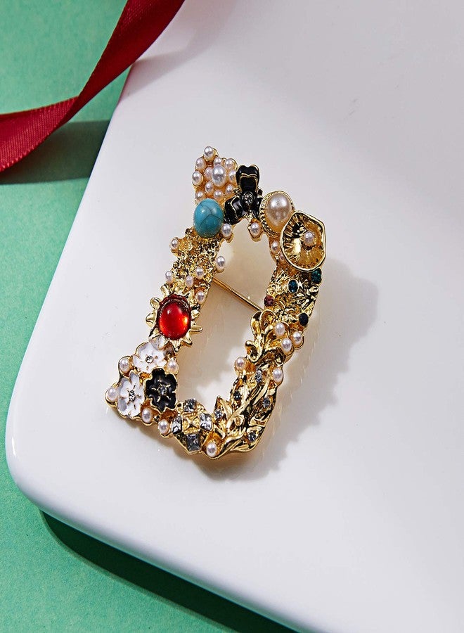 RINHOO Crystal Pearl Initial Brooch Gold Plated Enamel Colorful Letter Alphabet Breastpin Pin Jewelry for GIFTS (Letter -D) - Image 4