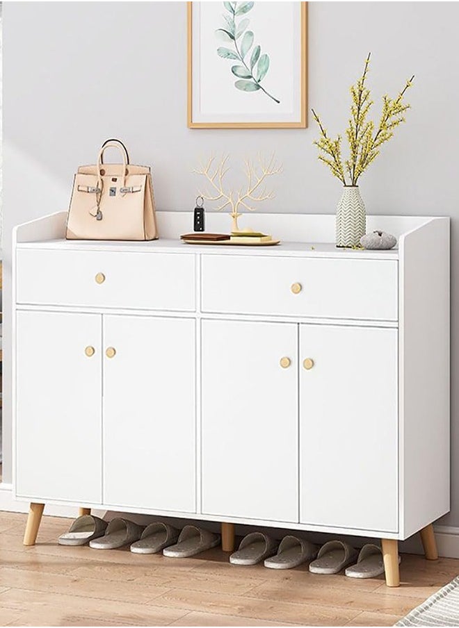 JCB CHIC - Shoe Cabinet, Entryway Storage Cabient with 2 Drawers and 4 Doors for Shoes,Bags,Keys,Other Objects Free Standing Shoe Rack, Household Shoe Organizer for Home Hallway Bedroom Living Room - Image 1