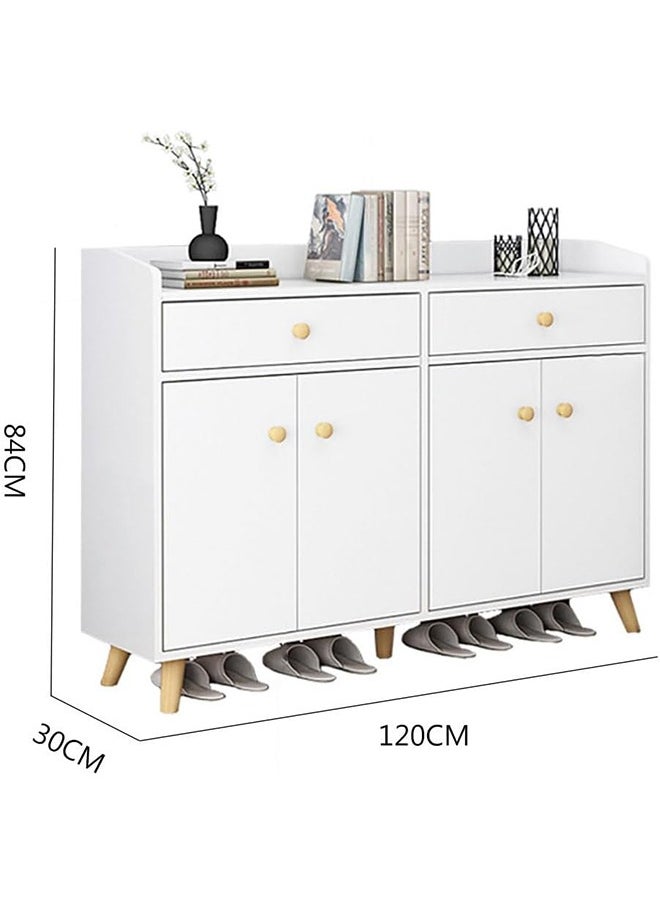JCB CHIC - Shoe Cabinet, Entryway Storage Cabient with 2 Drawers and 4 Doors for Shoes,Bags,Keys,Other Objects Free Standing Shoe Rack, Household Shoe Organizer for Home Hallway Bedroom Living Room - Image 1