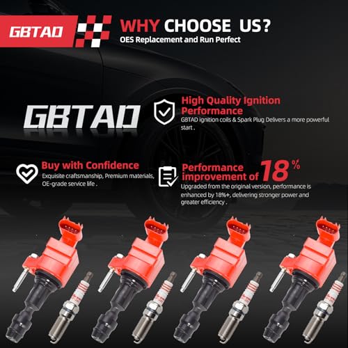 GBTAD Set of 4 Upgraded Ignition Coil Pack and Iridium Spark Plug for 2.0L 2.2L 2.4L L4 Pontiac Chevy Cobalt HHR Malibu Captiva Buick LaCrosse Regal GMC Saab Saturn Replaces UF491 12578224 - Image 2