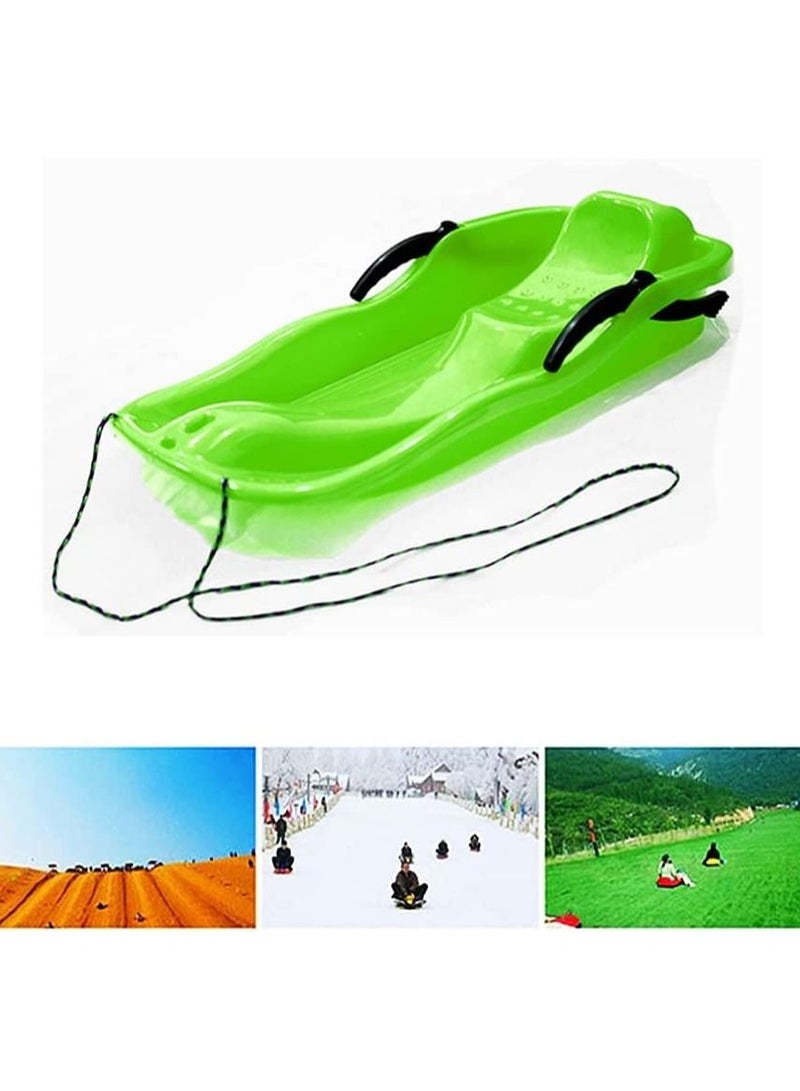 Generic Plastic Snow Sled, Kids Skiing Sled Board Snowboard Outdoor Downhill Toboggan with Brakes and Pull Rope for Grass Sliding and Sand Boarding - Image 2