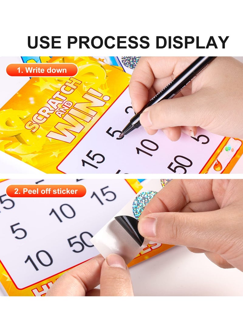 2 Rolls Scratch Offs Sticker Round Silver Hologram Holographic Sticker Glitter Labels DIY Make Your Own Lottery Holographic Ticket Games, 1 x 1 Inch Circle (300Pcs/ Roll) - Image 3