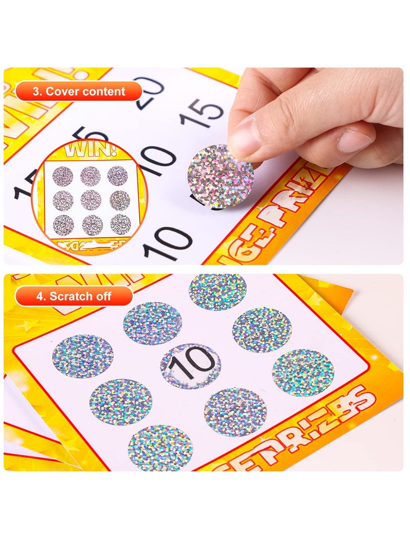 2 Rolls Scratch Offs Sticker Round Silver Hologram Holographic Sticker Glitter Labels DIY Make Your Own Lottery Holographic Ticket Games, 1 x 1 Inch Circle (300Pcs/ Roll) - Image 2