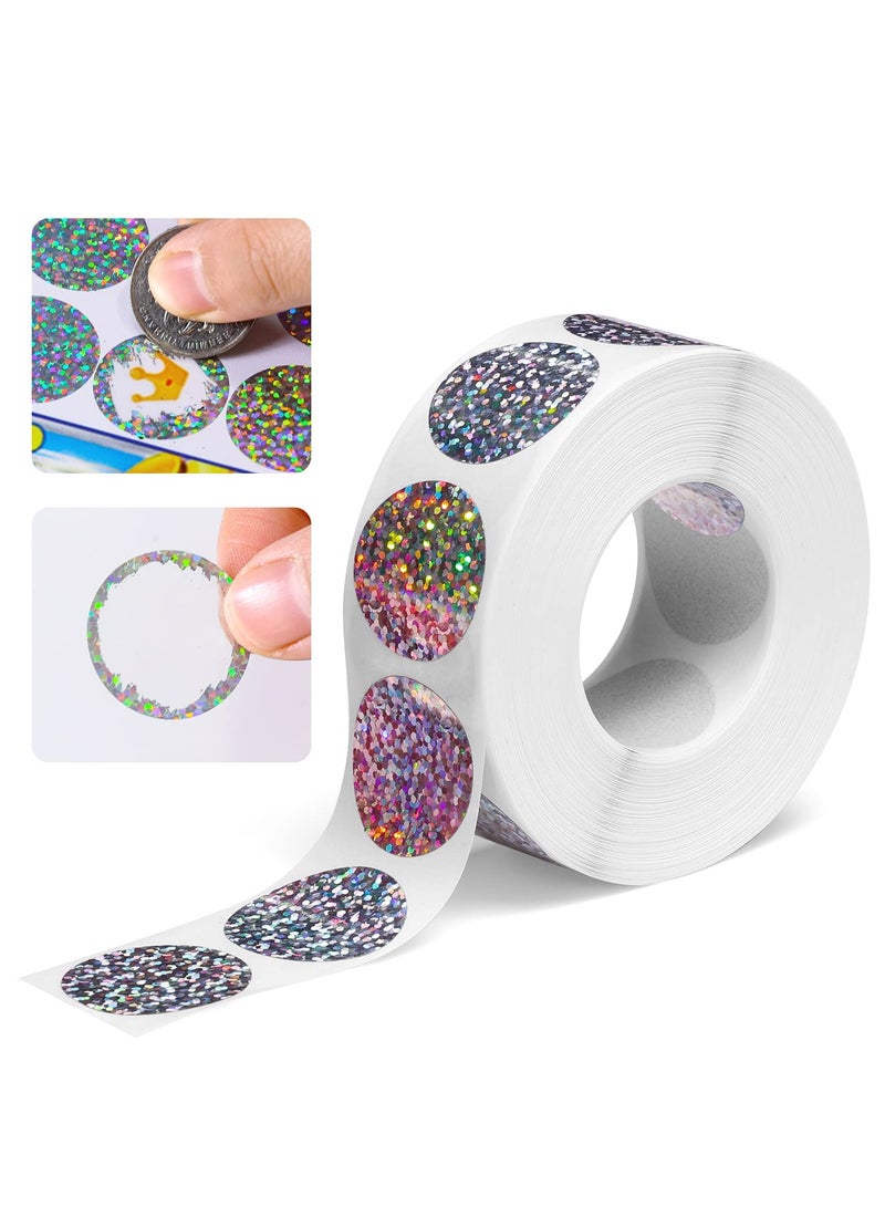 2 Rolls Scratch Offs Sticker Round Silver Hologram Holographic Sticker Glitter Labels DIY Make Your Own Lottery Holographic Ticket Games, 1 x 1 Inch Circle (300Pcs/ Roll) - Image 5