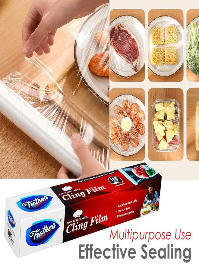 Feather's Feather’s Cling Film Wrap Food Biodegradable Multipurpose Food Wrapper Non-Stick Microwave Safe (Pack of 1, 100m) - Image 2