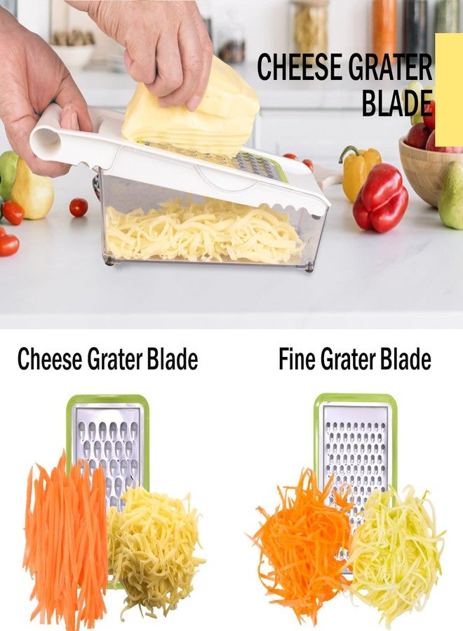 NACOLUS Cheese Grater with Container,5 In 1 Mandoline Slicer for Kitchen,Multi Purpose Vegetable Slicer, Easy to Clean Vegetable Chopper,Cheese Shredder,Julienne Slicer and Peeler - Image 3
