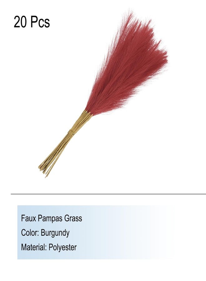 MECCANIXITY 20Pcs Faux Pampas Grass,21"/55cm Fake Pampas Grass Decor for Living Room Party Wall Vase Wedding Decoration,Burgundy - Image 3