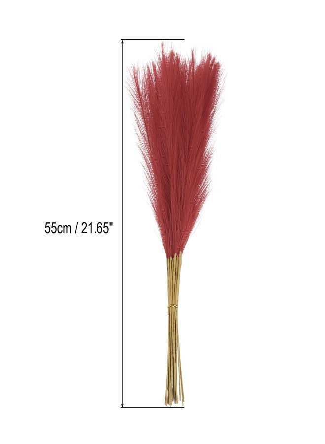MECCANIXITY 20Pcs Faux Pampas Grass,21"/55cm Fake Pampas Grass Decor for Living Room Party Wall Vase Wedding Decoration,Burgundy - Image 2