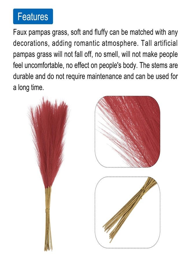 MECCANIXITY 20Pcs Faux Pampas Grass,21"/55cm Fake Pampas Grass Decor for Living Room Party Wall Vase Wedding Decoration,Burgundy - Image 4