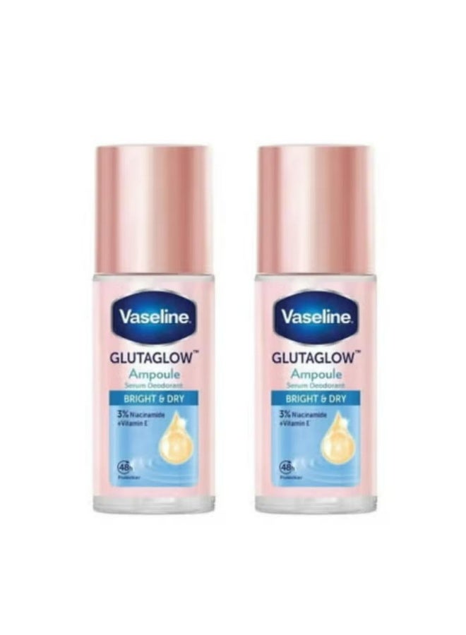 فازلين جلوتا جلو برايت آند دراي أمبول سيروم مزيل عرق رول أون 45 مل قطعتان