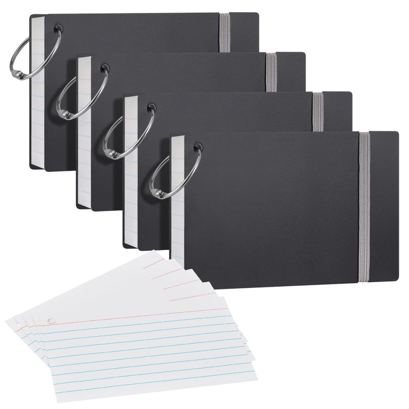 NEEWAY Heavyweight Ruled Index Cards 3x5, 200 Count Flash Cards with Rings and Cover, White Note Cards Lined for Home, Office - Image 1