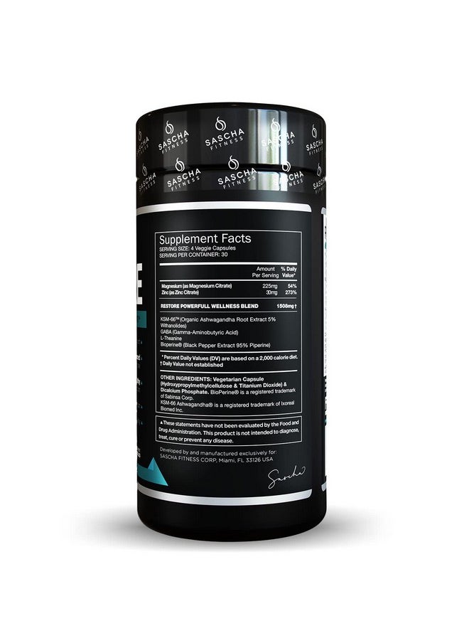 SASCHA FITNESS - Cortisol Night Support Pills ; Metabolism Support ; Hormonal Support ; Inmune System Support ; Restore ; Weight Loss Supplementsvegan120 Natural Cap - Image 1