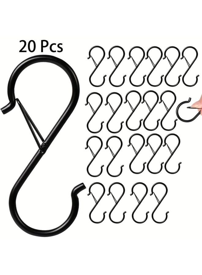 20Pcs S Shaped Hooks With Safety Buckle Heavy Duty Metal For Kitchen Pots Plants - Image 1