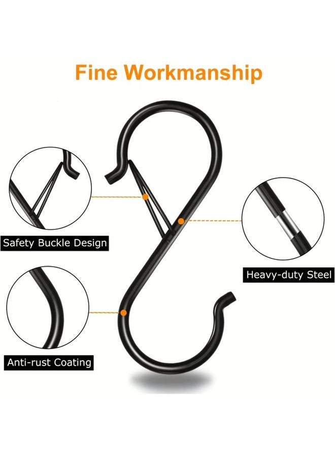 20Pcs S Shaped Hooks With Safety Buckle Heavy Duty Metal For Kitchen Pots Plants - Image 3
