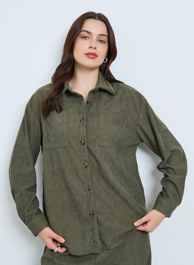 ستايلي طقم منسق من قميص كوردروي وجوغر - Image 4