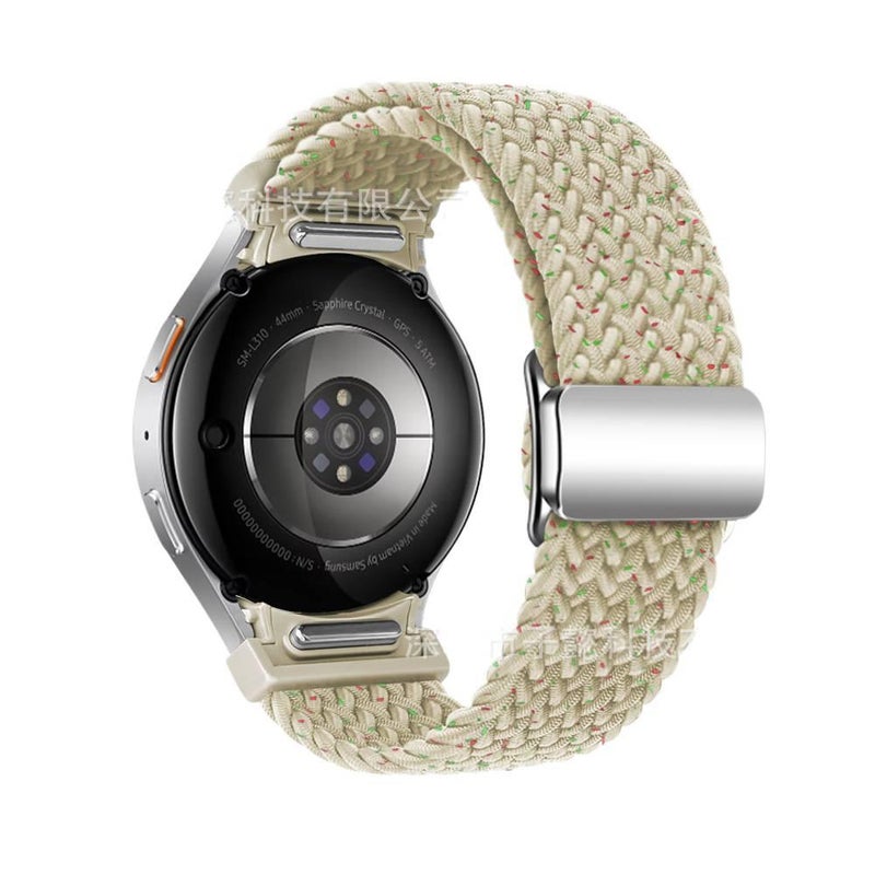 سوار ساعة ذكية سوار نايلون حلقي متوافق مع Samsung Galaxy Watch 7 بملاءمة قابلة للتعديل وحزام بديل باللون وردي قابل للتعديل - Image 4