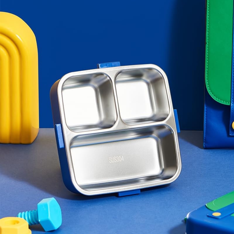 Super Brothers Bento Box for 750ml Lunch Box with Utensils Stainless Steel Lunch Containers 3 Compartments Leak-Proof Bento Lunch Boxes for Boys Girls School Picnic - Image 5