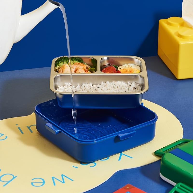 Super Brothers Bento Box for 750ml Lunch Box with Utensils Stainless Steel Lunch Containers 3 Compartments Leak-Proof Bento Lunch Boxes for Boys Girls School Picnic - Image 4