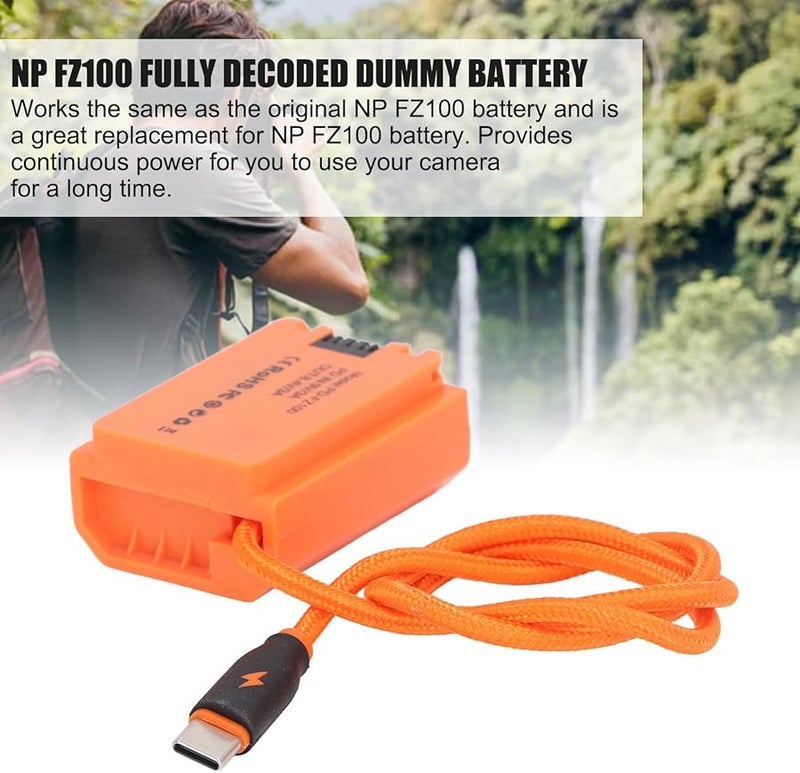 FZ100 محول طاقة التيار المتردد من النوع C مع بطارية وهمية لسوني A9 وA7 III وA6600 وA7 IV وA7C وFX3 - Image 3