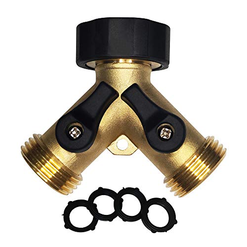 HQMPC Hose Splitter 2 Way Brass Y Valve +3/4" GHT Thread Extra 4 Pressure Washers - Image 1