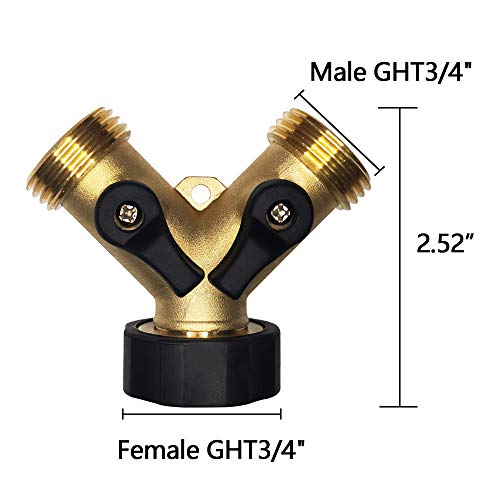 HQMPC Hose Splitter 2 Way Brass Y Valve +3/4" GHT Thread Extra 4 Pressure Washers - Image 3