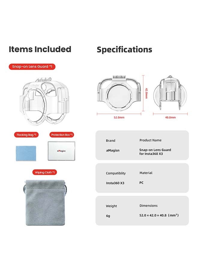 aMagisn - aMagisn Premium Anti-Fog Lens Protector and Protective Case with Buckle for Insta360 X3 - Essential Accessory for Action Cameras - Image 1