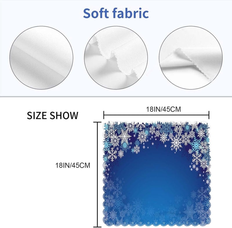 Yibeas Christmas Cloth Napkins Set of 4 Soft Blue and White Snowflakes in Various Styles Polyester Dinner Square Napkin for Family Restaurant Weddings Parties 18 x 18 inch - Image 2