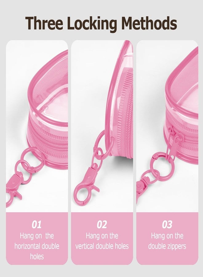 Linsaner 1|2|4 Pack Storage Bag for Organizing Data Cables, Earphone, Chargers, Keys, Change, Blind Box Doll Transparent Display Bag, Tech Pouch, Portable Multi-Function Storage (Pink, 1Pack) - Image 3