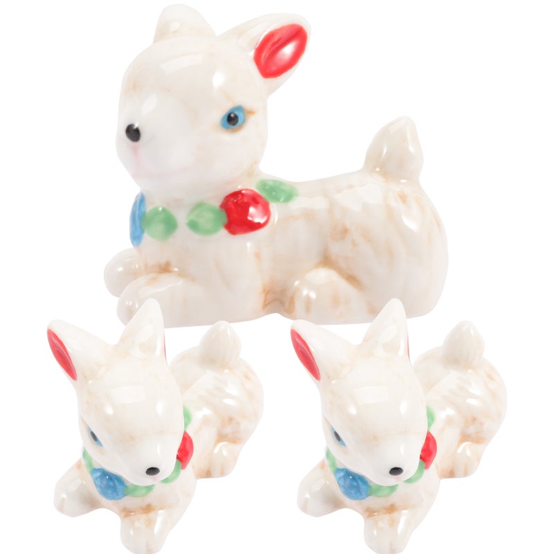 6 pcs Lovely Cartoon Ornament Household Ceramic Bunny Craft Mini Animal Table Decor - Image 5